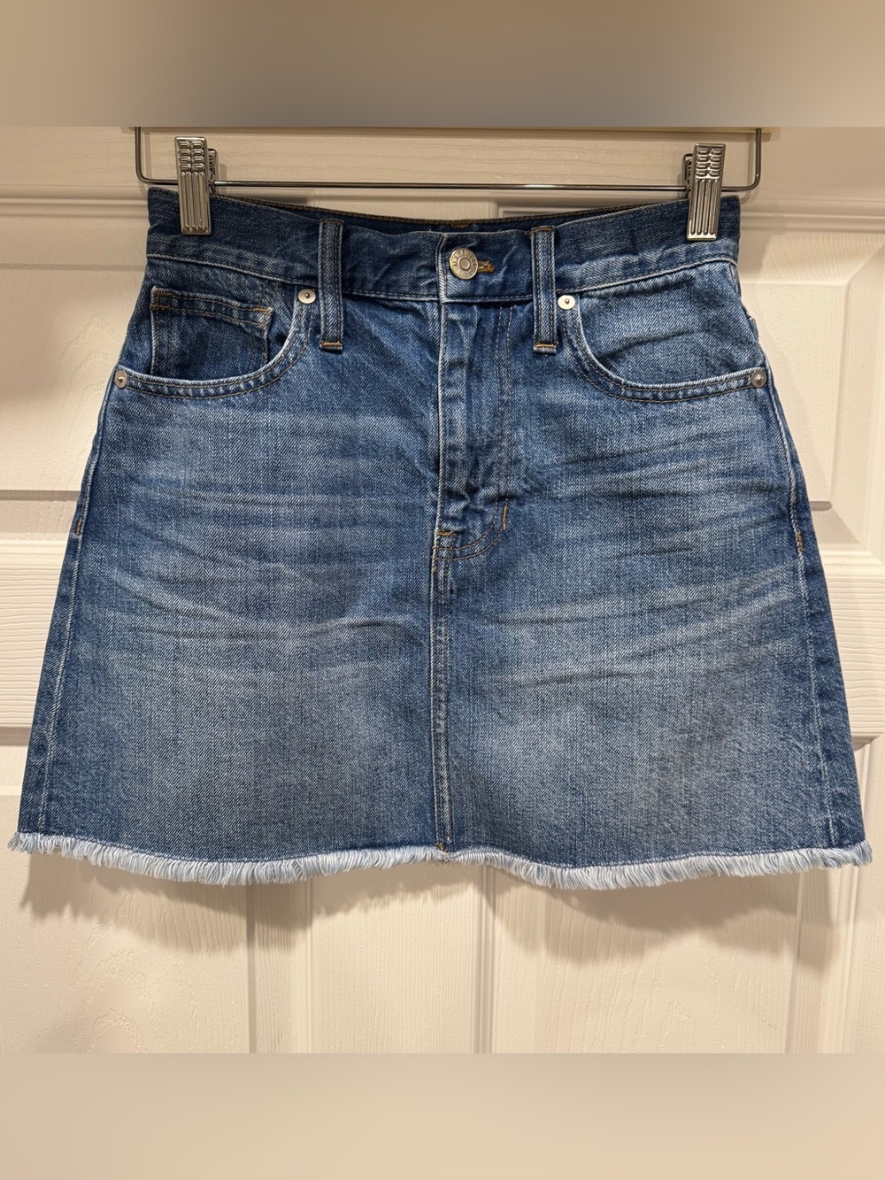 Madewell Rigid Denim A-Line Miniskirt with Frayed/Raw Hem